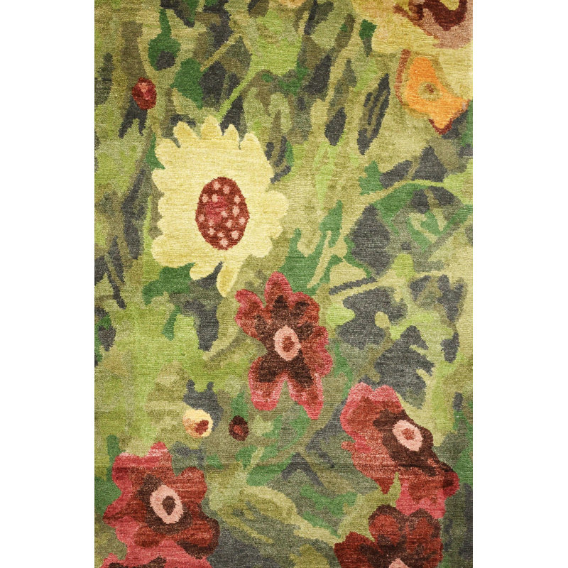 Wool And Silk Nepal One-of-a-Kind Rectangle 9' X 12' Area Rug