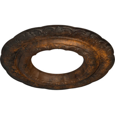 Endurathane Lisbon Ceiling Medallion, 15 3/8"OD x 7"ID x 1"P (Fits Canopies up to 7"), Hand-Painted Rust Finish