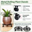 Support à plantes roulant de 27,7 cm (10,9 pouces) en fer forgé, robuste, lot de 1, noir-1594040782