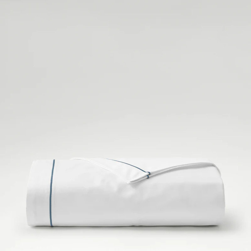 Premium Sateen Flat Sheet, Queen Flat Sheet, White/Blue