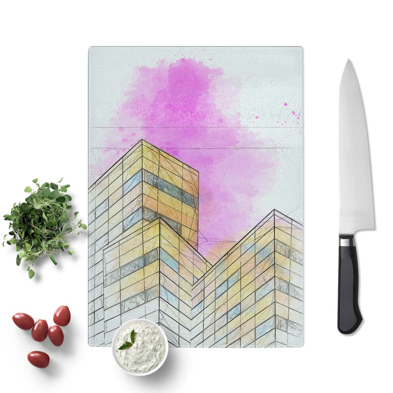 Tempered Glass Sketching the Architecture Vol.17 Chopping Board, 28.5 cm x 39 cm