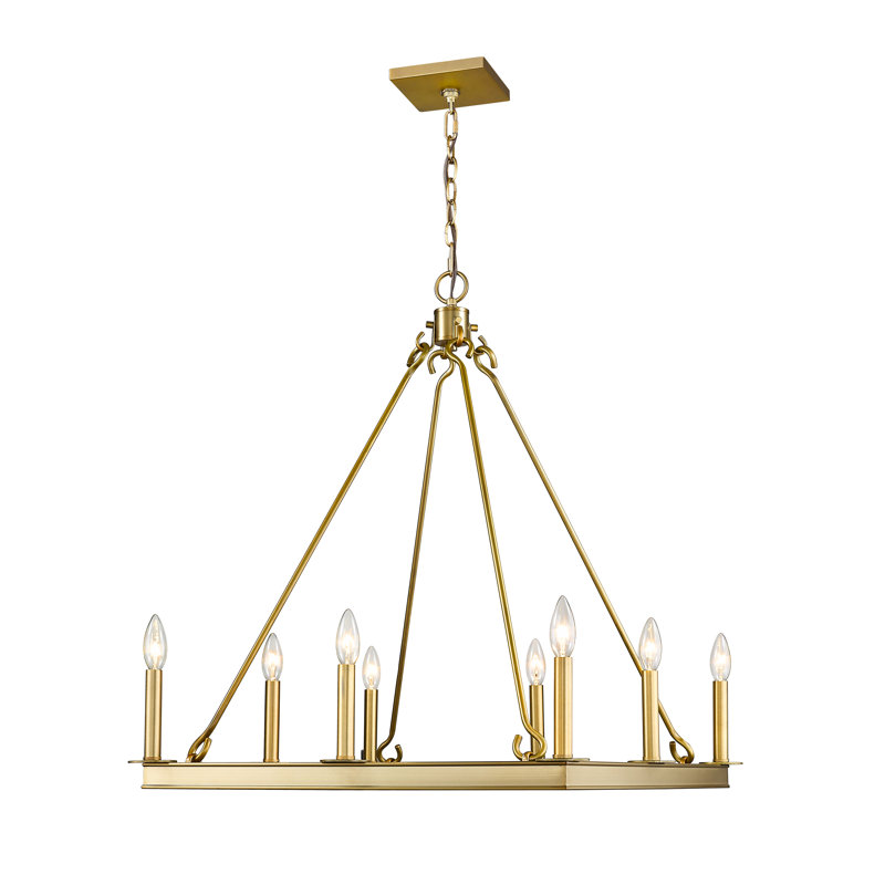 Hoglund 8 - Light Dimmable Geometric Chandelier, Olde Brass, 31.5" H x 26" W x 26" D