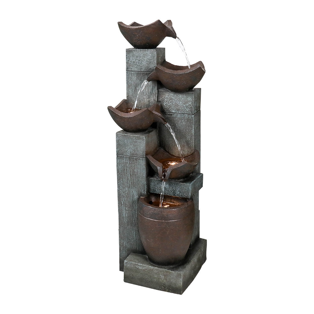 Dakota Fields Berriman Weather Resistant Floor Fountain with Light ...