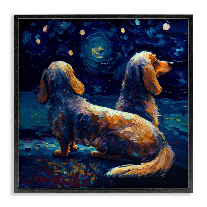  Van Gogh Style Dogs Framed Giclee Art by Svetlana Aleynikova, H 17 po x l 17 po, Giclée encadrée noir minuit