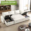Canapé-lit escamotable en U 104 po en chenille beige avec méridienne de rangement