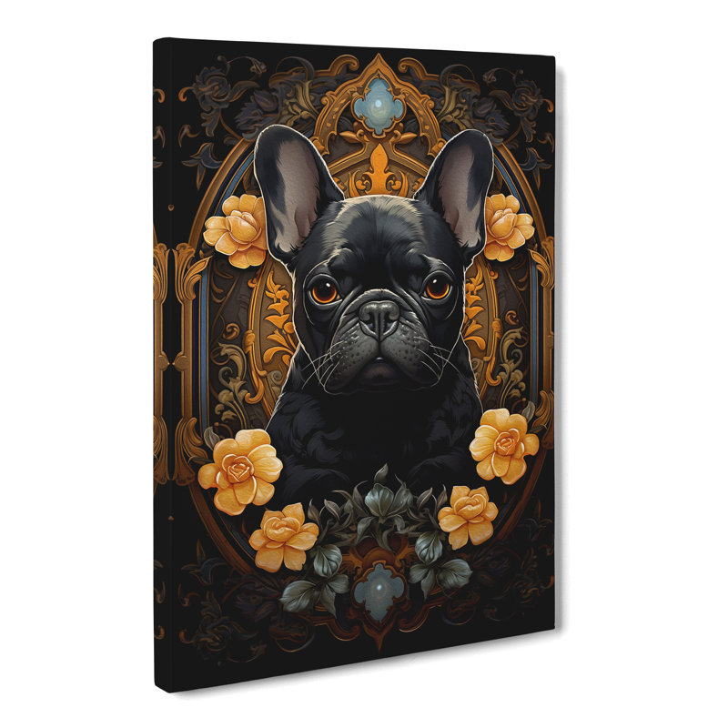 French Bulldog Nouveau No.2 - Wrapped Canvas Print, 76cm H x 50cm W x 3cm D