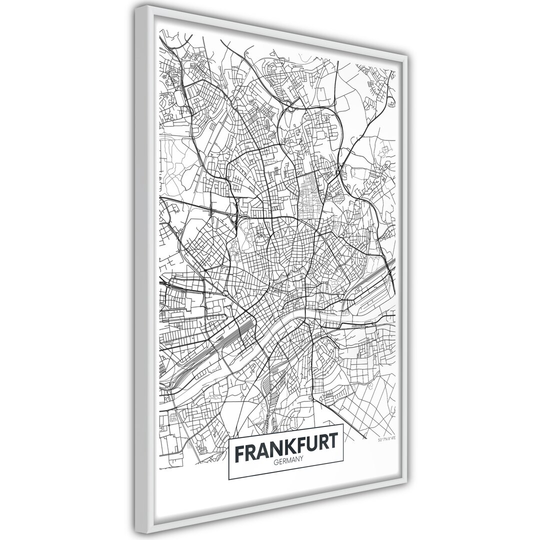 Gerahmtes Poster Stadtplan: Frankfurt