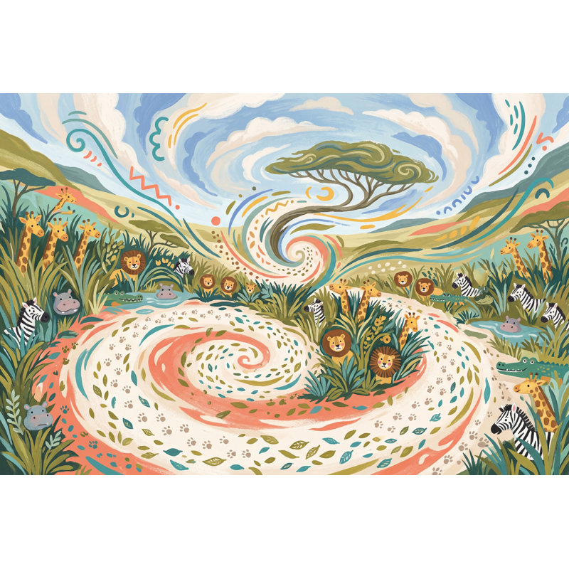 Papier peint safari Savanna, 160 po x 108 po, Peler et coller