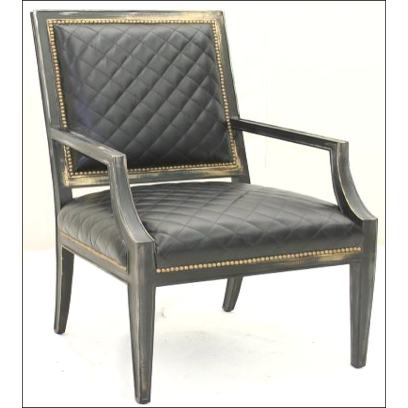 Leather Armchair, Hair Hide Black/White, Old Gold E, Brushy Bayou