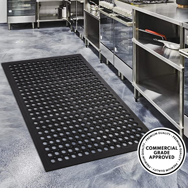 Aderholt All Purpose Anti Fatigue Versatile Rubber Floor Mat with Drain Holes, Commercial, Industrial Bar Area Mat