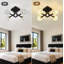 Lustre encastré 4 lumières à abat-jour géométrique moderne en cristal à motif géométrique noir mat