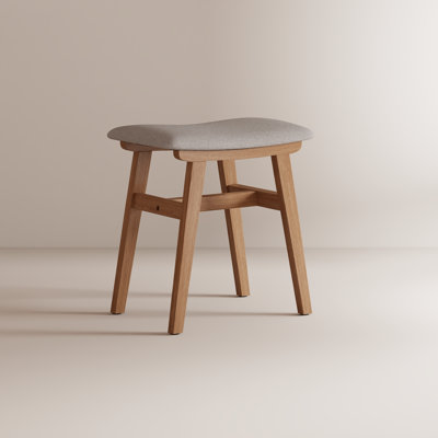 Aevah Solid Wood Vanity Stool with Saddle Cushion, High-Rebound Sponge Seat, Easy Assembly Makeup Chair