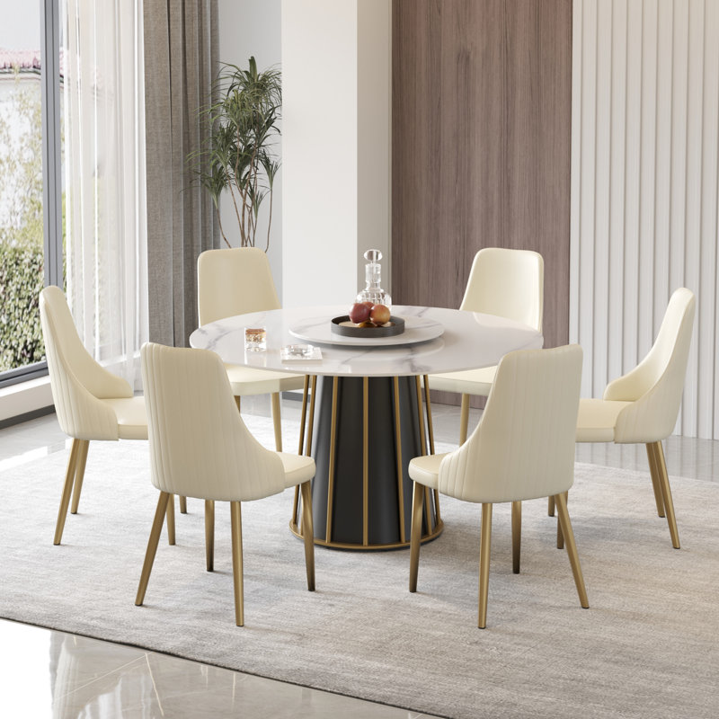 Zyriana 6 - Person Pedestal Dining Set, White