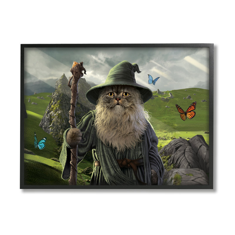 «Fantasy Wizard Scene» par Vincent Hie, Giclée encadrée noir minuit, H 16 po x l 20 po x P 1,5 po