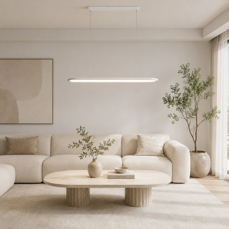 1 - Light Modern Linear LED Dimmable Pendant Light with Remote Control