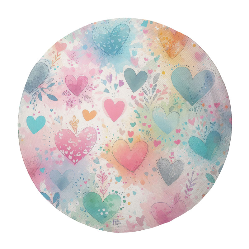 Romantic Paint Splashes Braided Rug, Round 5'