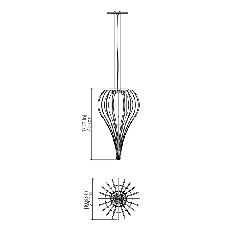 Cache 1 - Light Pendant, Louro Freijó, 17.55" H x 10.53" W x 10.53" D
