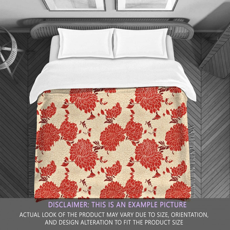 Polyester Floral Comforter, Red/Beige, Queen Comforter