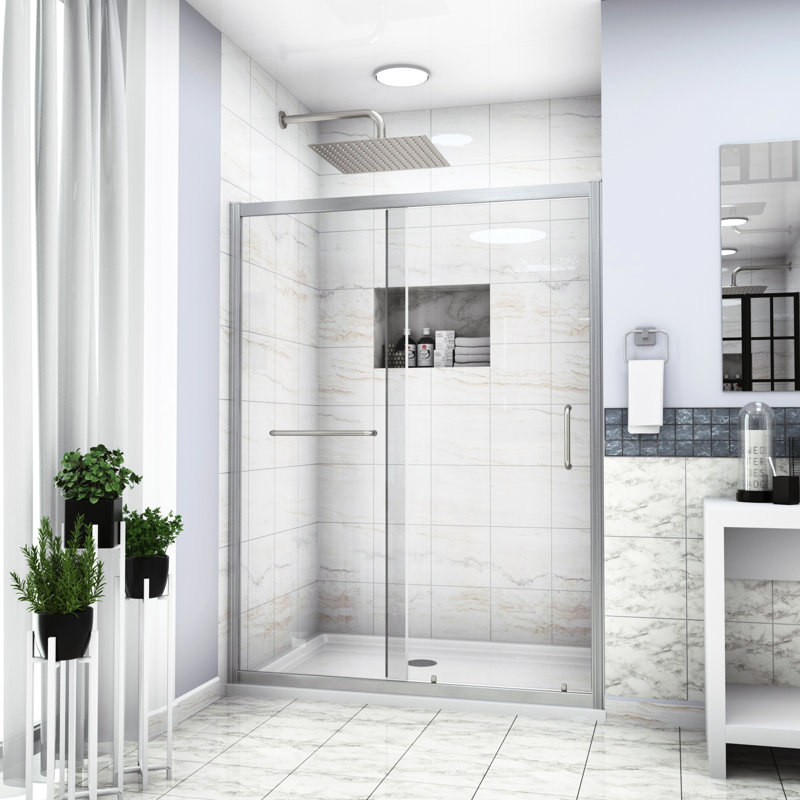 Shower Door 60" W X 72" H, Tempered Glass, Easy To Clean Finish, Bathroom Upgrade H Enclosure, Hardware, Modern Style,