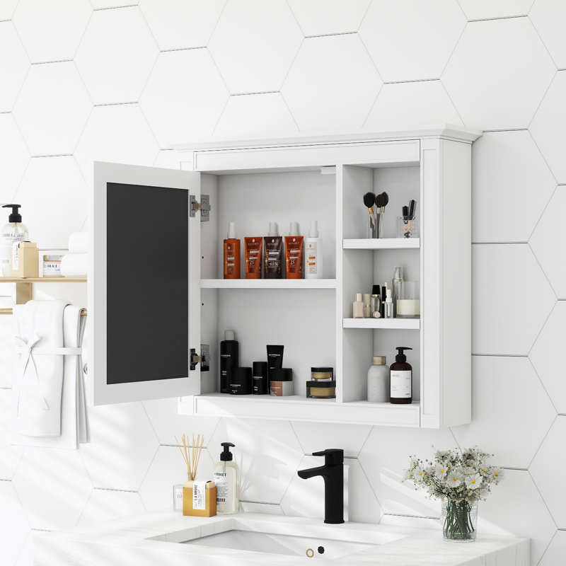 Armoire de rangement à pharmacie avec miroir, Blanc