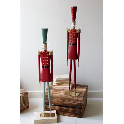 Ensemble de 2 décorations des Fêtes de Noël en métal peint H 35,5 po Kalalou