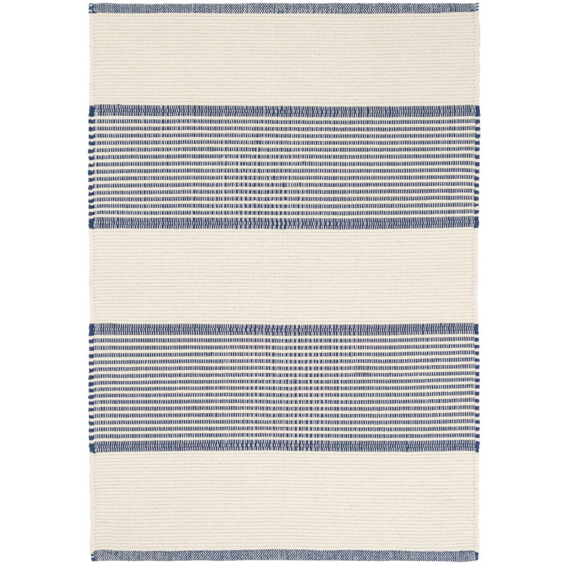 La Mirada Navy Handwoven Cotton Rug, Rectangle 4' x 6'
