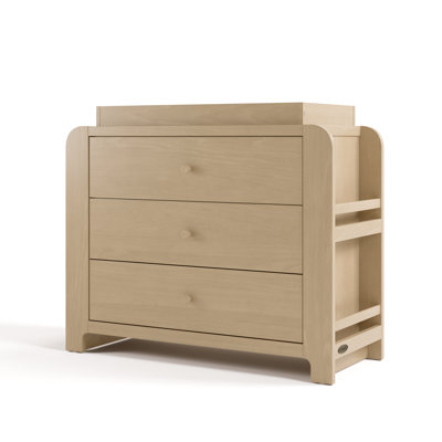 Commode 3 tiroirs avec bibliothèque et plateau à langer amovible Read-With-Me