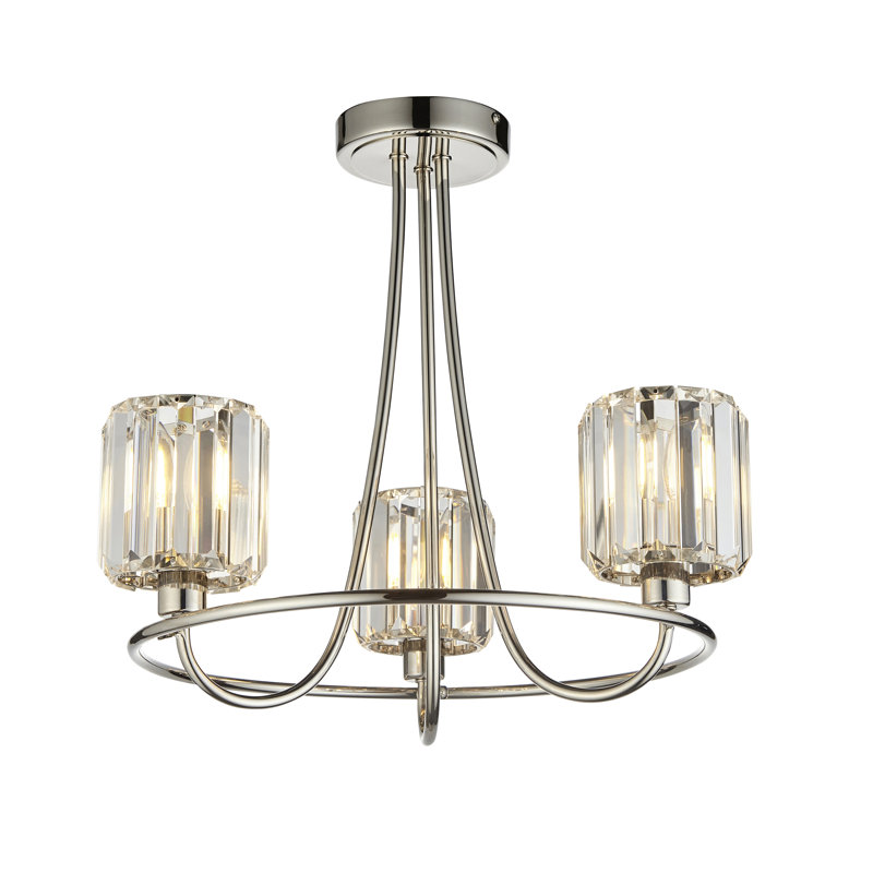 Ampelius Semi Flush Mount, Bright Nickel Plate/Clear
