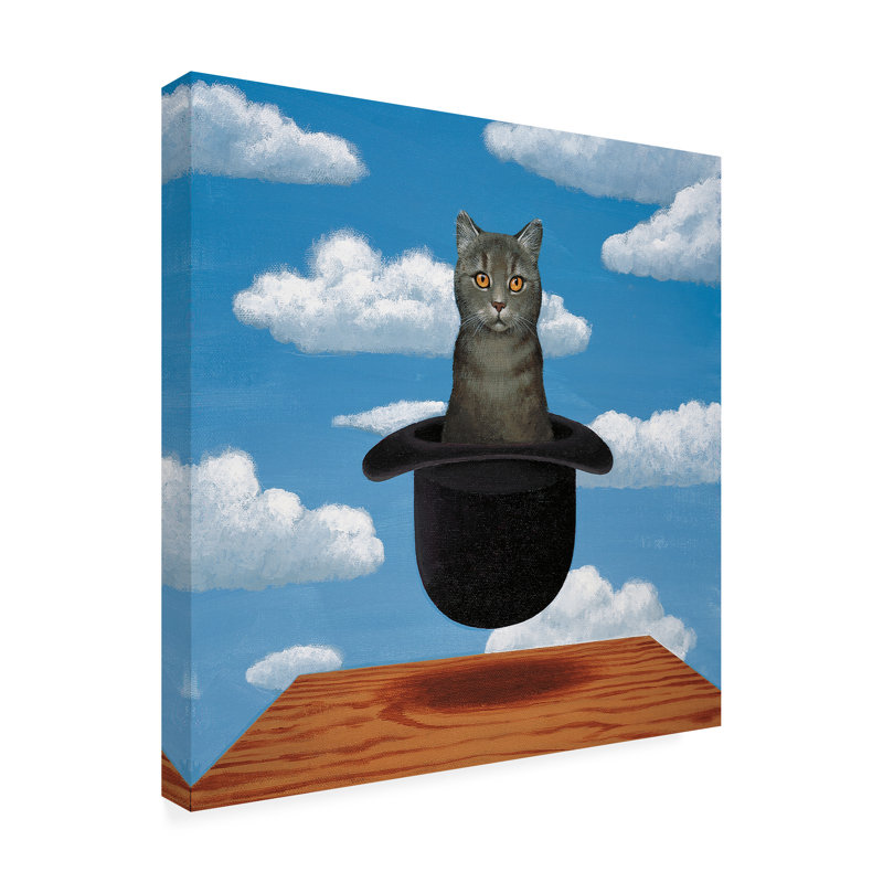 «Magritte Cat» par Chameleon Design, Inc. - peinture sur toile tendue, H 18 po x l 18 po x P 2 po