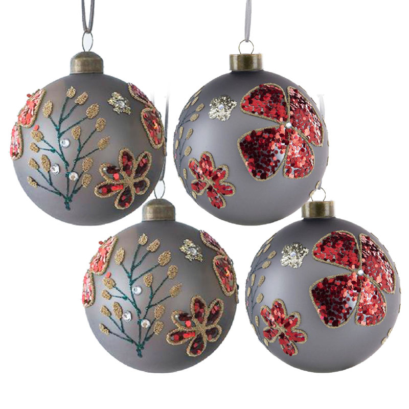 Ornement boule de verre à paillettes