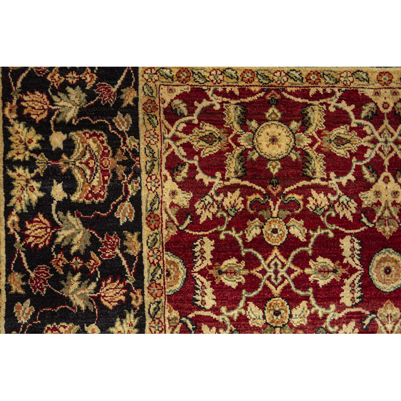 Tapis rouge et noir noué à la main de haute qualité