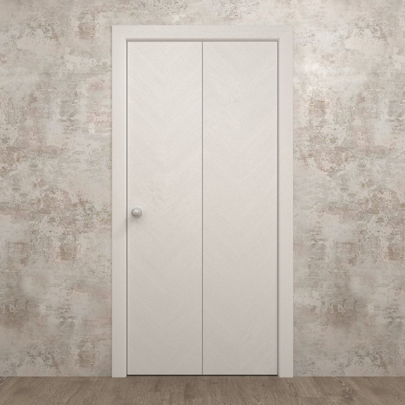 Portes coulissantes pliantes Ego 5005 avec garde-robe coulissante, Chêne blanc peint, 84 po x 84 po