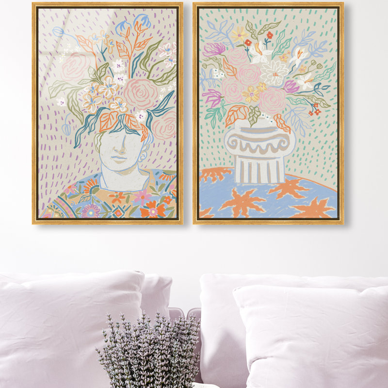 Summer Flourish Set High-Gloss Frameless Acrylic Glass Wall Art Floral & Botanical Print by Oliver Gal, Ready to Hang, 10 x 15