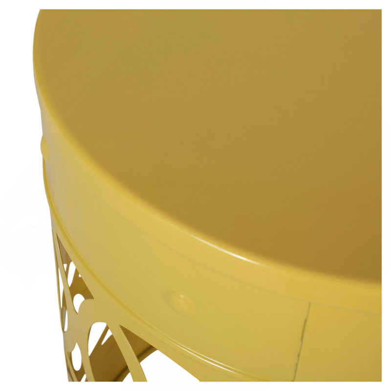 Outdoor Metal End Table -Large, Yellow