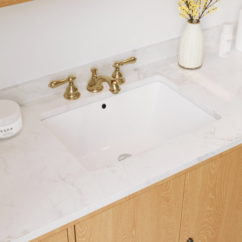 Lavabo de salle de bain rectangulaire encastré en porcelaine vitreuse avec trop-plein DeerValley Ursa 18 "X 13", Blanc