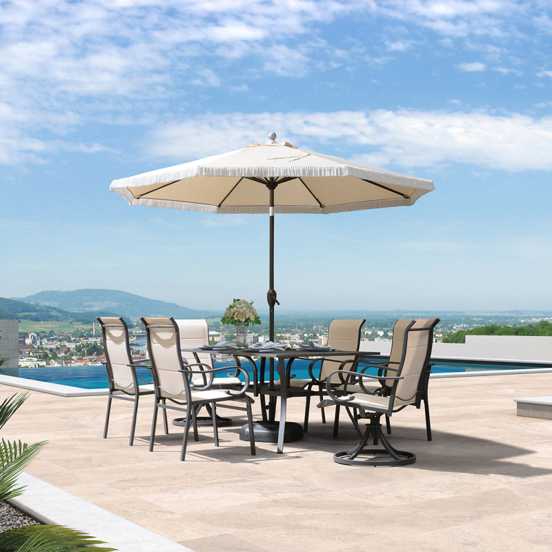 Base de parasol de table ronde de 9 pi Sharilee incluse, Polyester beige