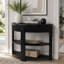 Console demi-lune cannelée avec tiroir et tablettes-327739953