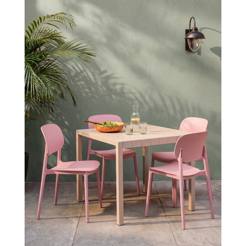 Stackable Outdoor Patio Dining Side Chair, Pink