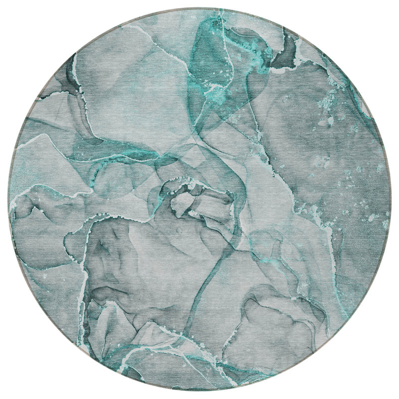 Tapis intérieur rond rond antidérapant 8 pi gris et ivoire