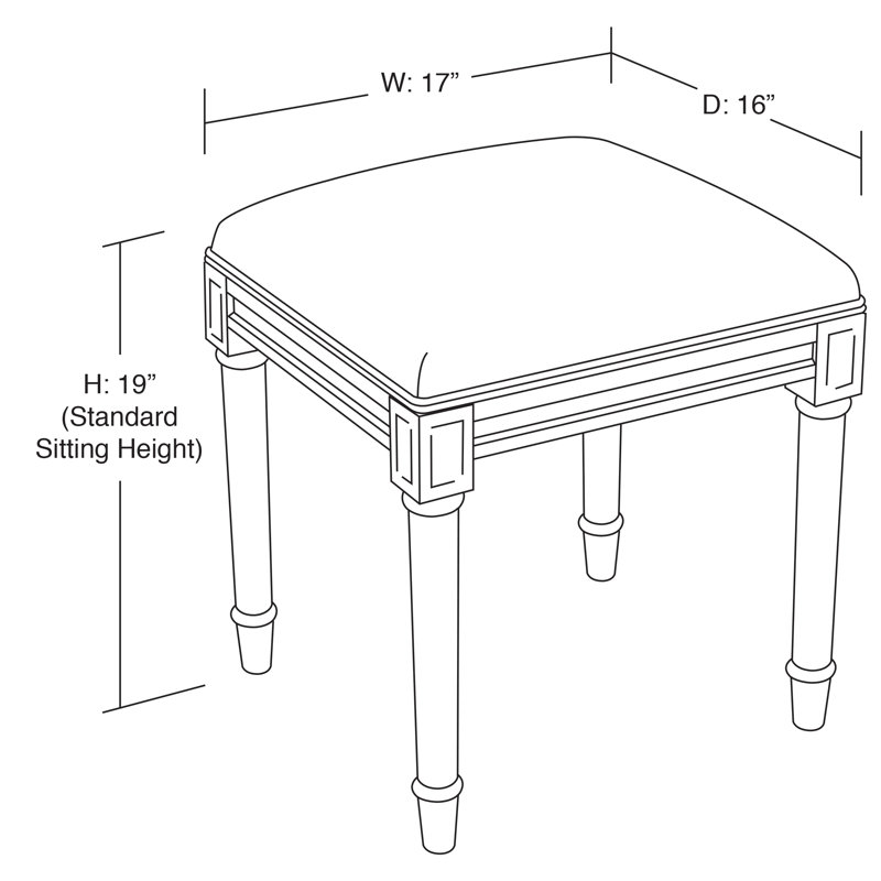 Initial D Vanity Stool, Initials A thru Z available