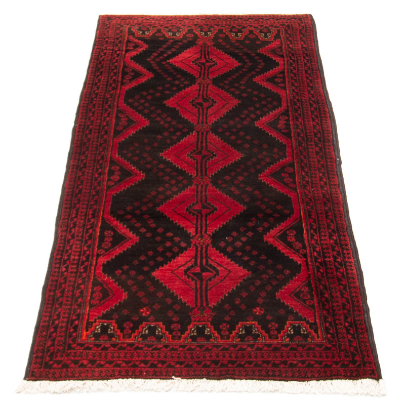 Tapis noir en laine noué à la main de conception unique 3 pi 4 po x 7 pi New Age
