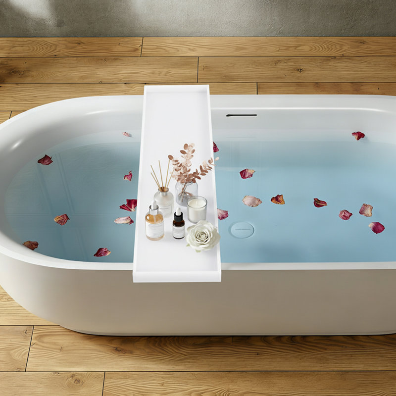 Tablette en acrylique pour plateau de baignoire
