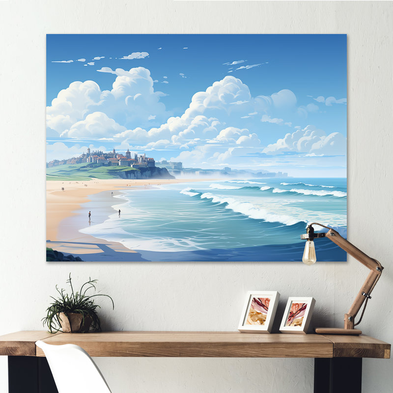 Plages françaises basques II sur toile, Toile tendue, H 34 po x l 44 po x P 1,5 po