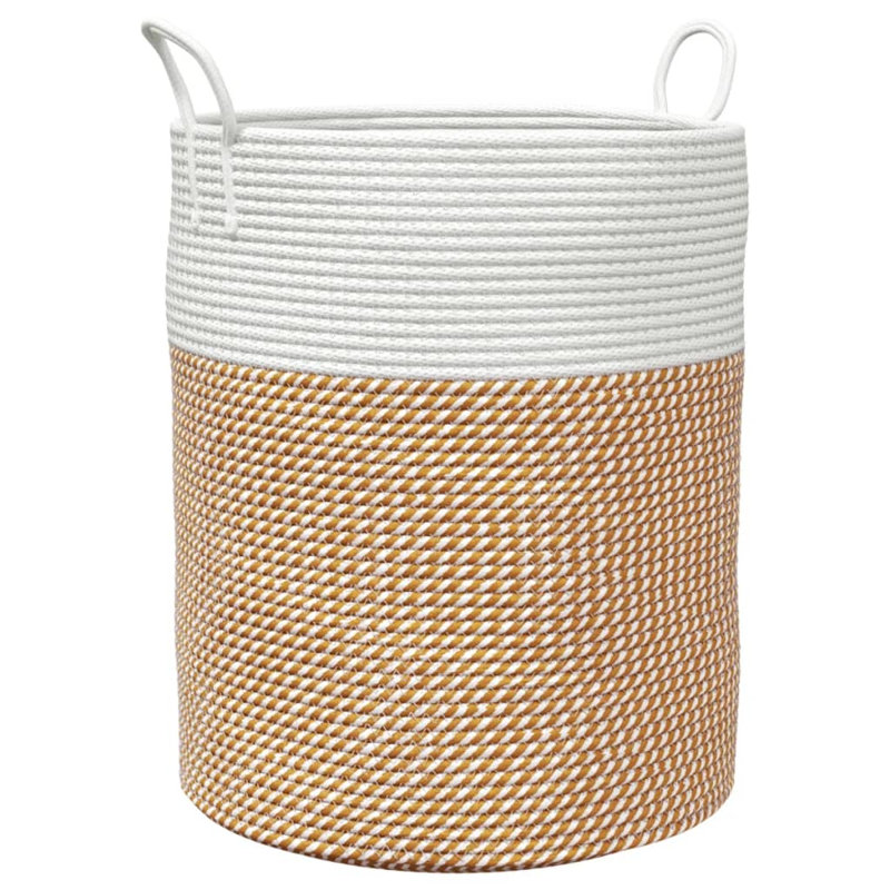 House Of Hampton Fabric Decorative Basket, Brown/White
