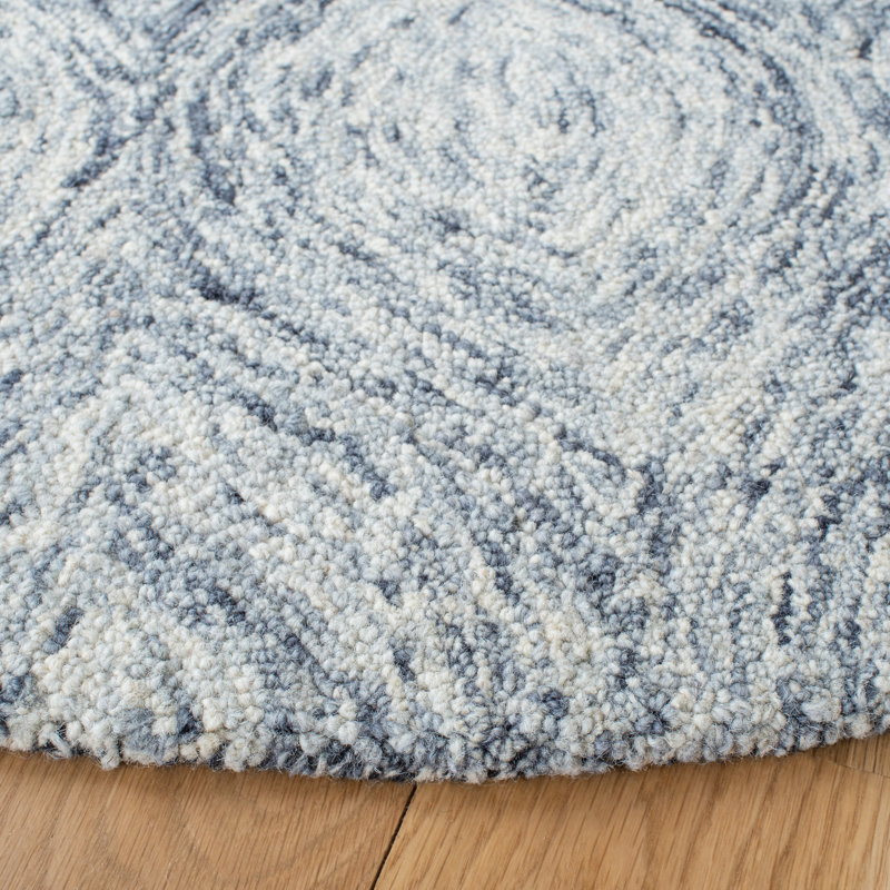 Tapis argenté / gris en laine touffeté à la main Alora, Rond 6 pi