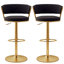 Tabouret de bar pivotant à 360° avec assise de 42 cm de large, hauteur réglable, revêtement en velours, structure en métal doré et repose-pieds.-1282993188