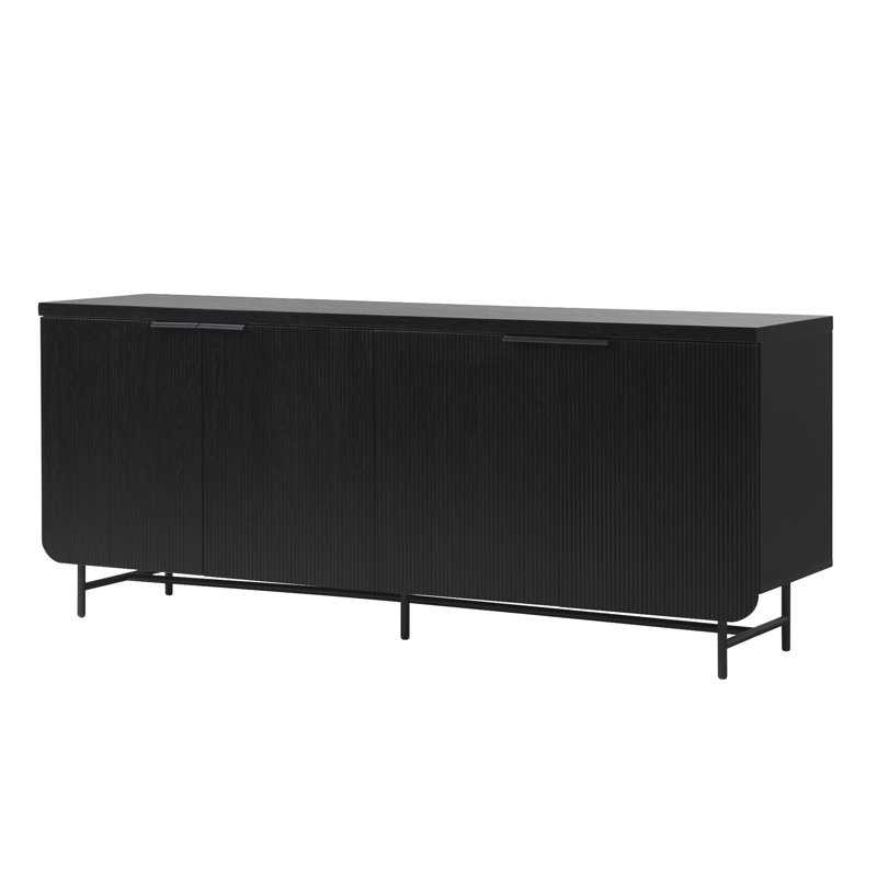 Buffet 4 portes Reeded, Noir