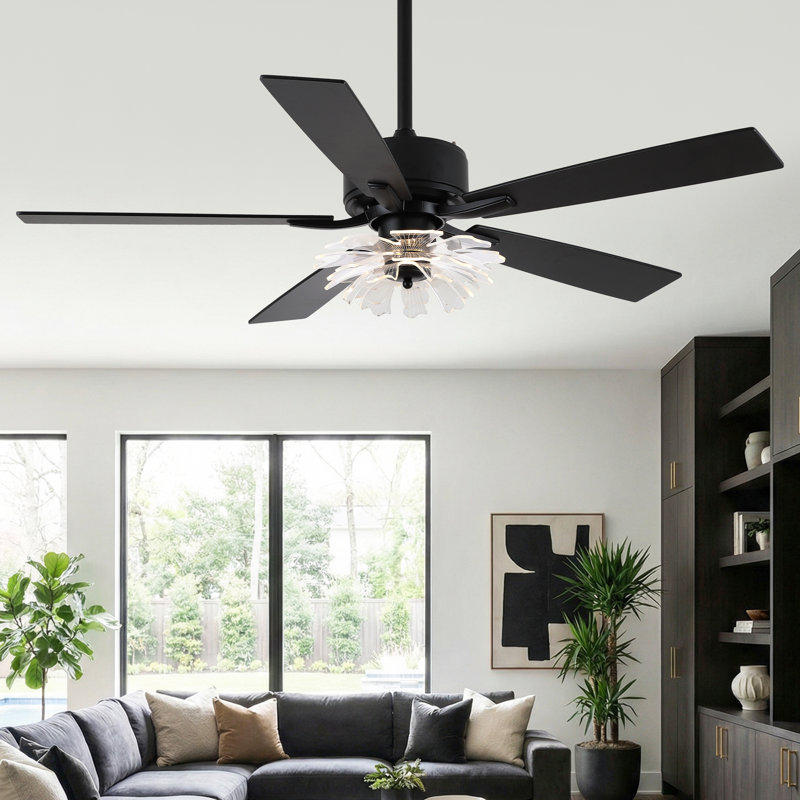 52" 6-Speed Dimmable LED Ceiling Fan with Light and Remote Control, 3 Color Lights, Reversible DC Motor, Double-Sided Wood Blades, 4"/10" Downrods
