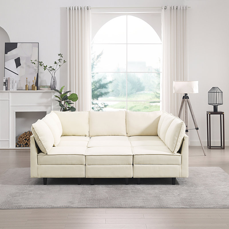 Oversized Modular Sectional Sofa, Beige