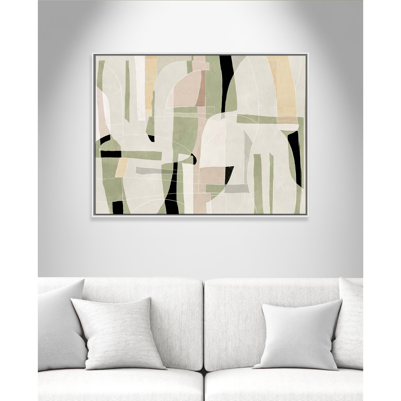 Sunny Barcelona - Floater Frame Canvas, 41.5" W x 31.5" H, White